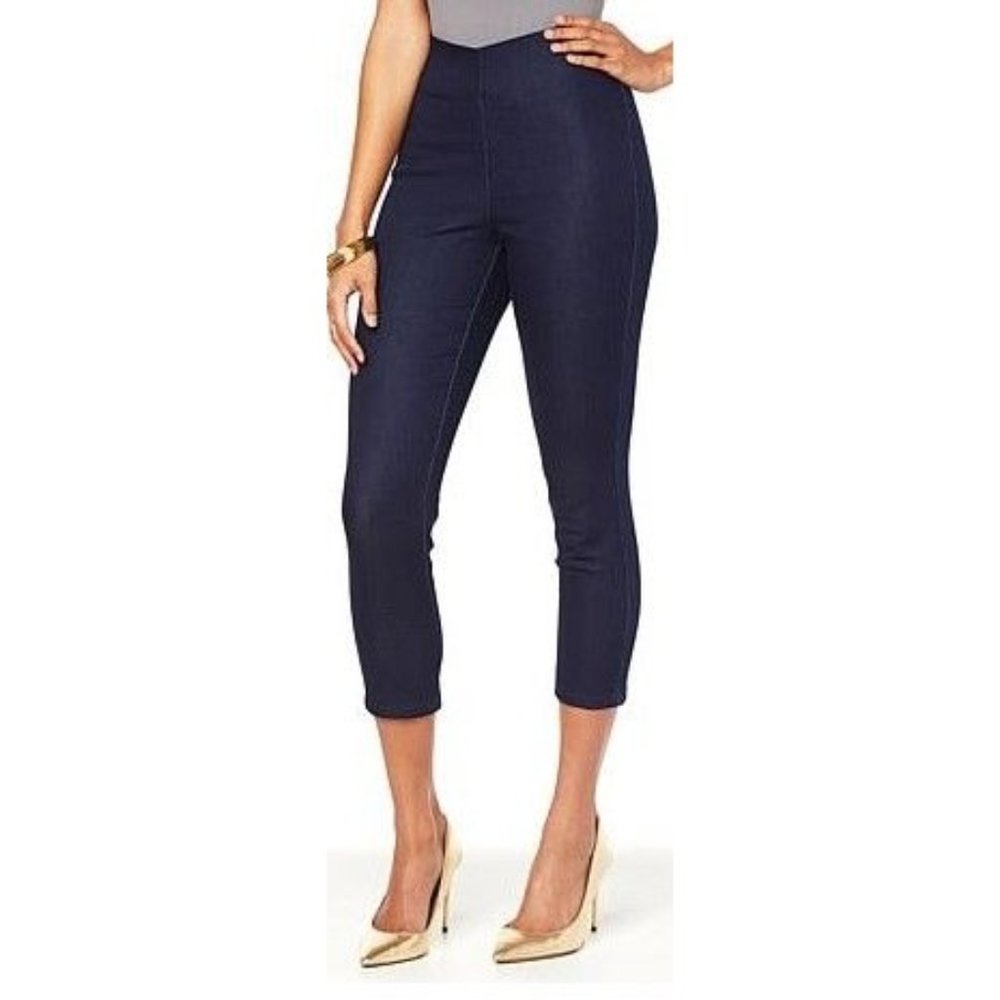 G by Giuliana Dark Rinse Retro Slim Crop Pant w/Hide &Chic Waistband 16P